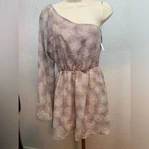 Crimson & Clover Women's One Sleeve Fit And Flare Cinch Waist Dress Lined Sz Med